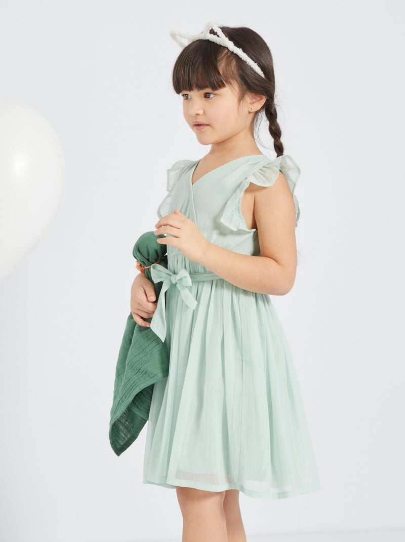 Vestido em voile cruzado VERDE - Kiabi
