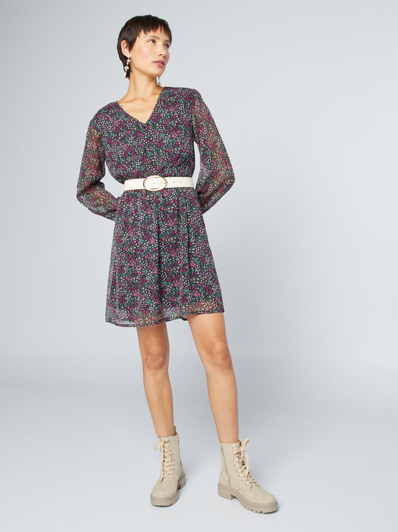 Vestido em voile curto evasé 'JDY' VIOLETA - Kiabi