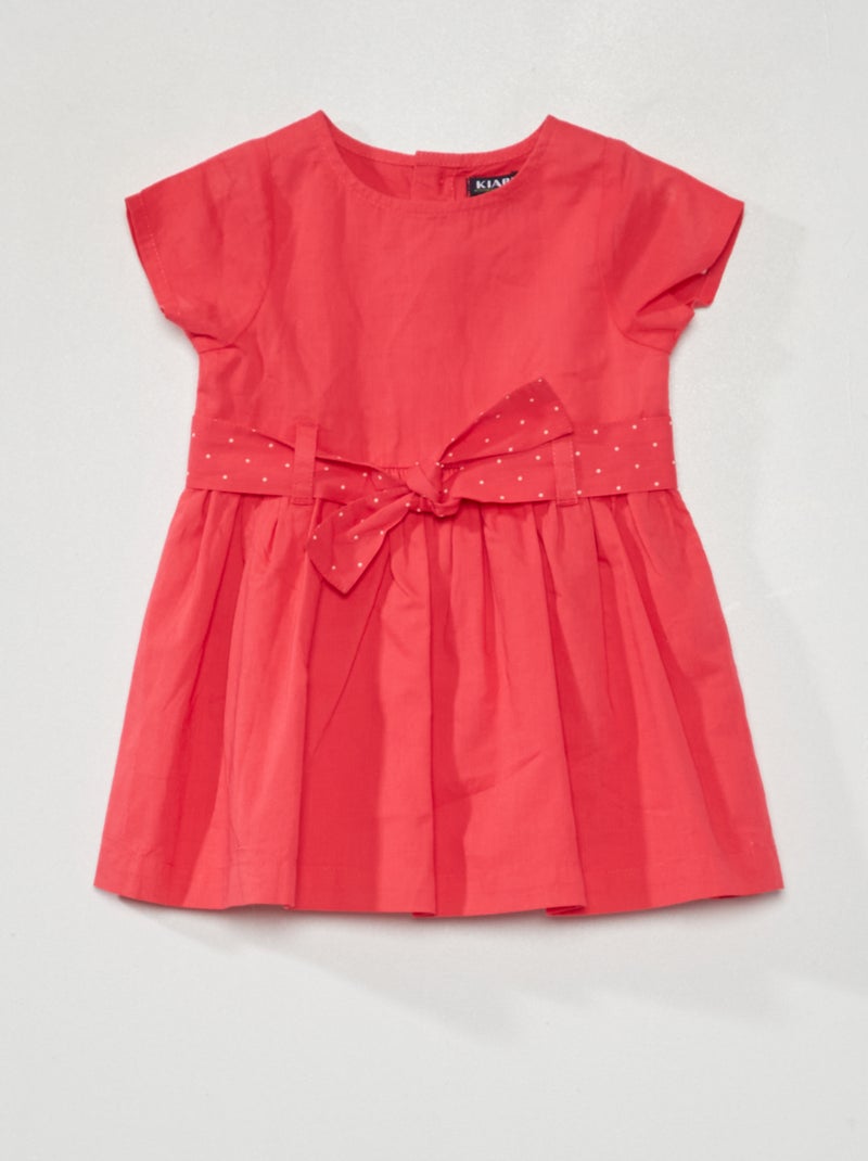 Vestido em voile de algodão Bolinhas rosa - Kiabi