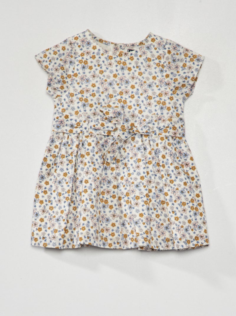 Vestido em voile de algodão BRANCO - Kiabi