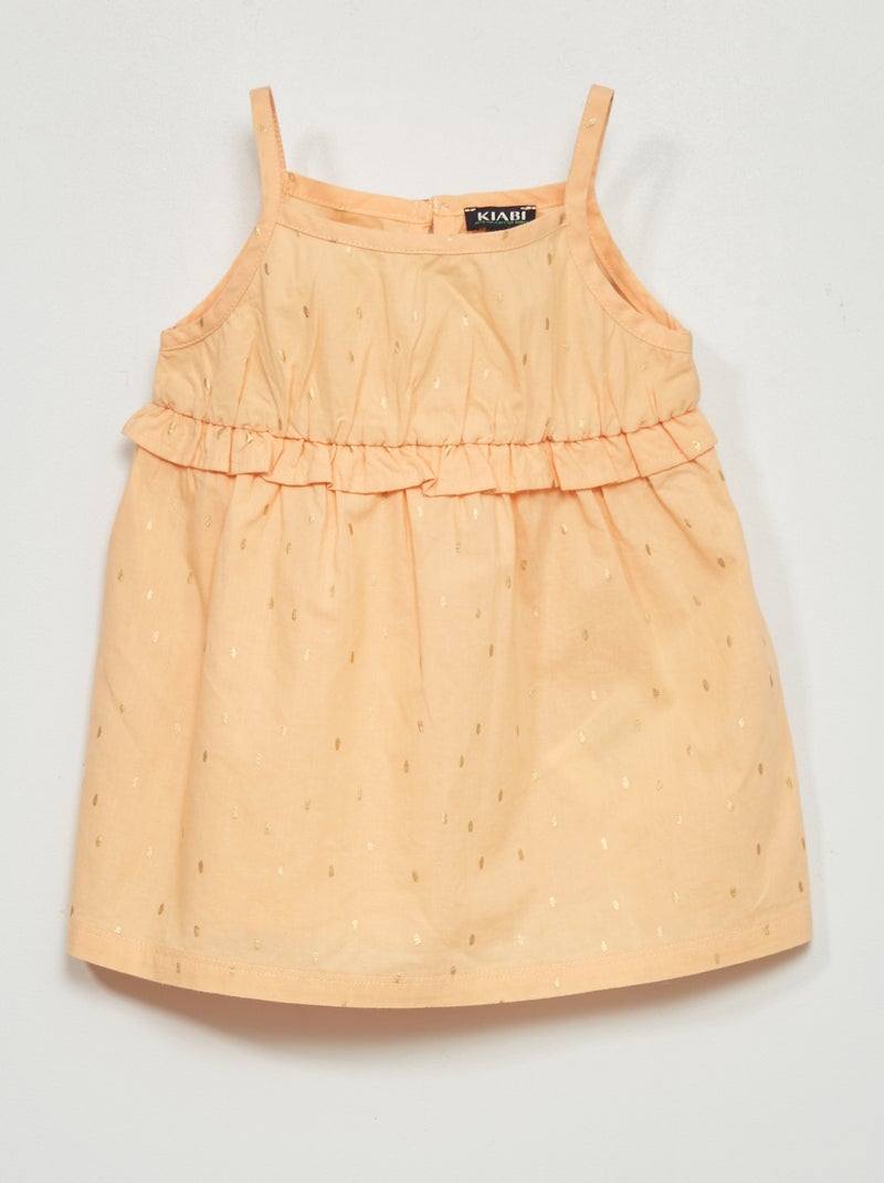 Vestido em voile de algodão BRANCO - Kiabi