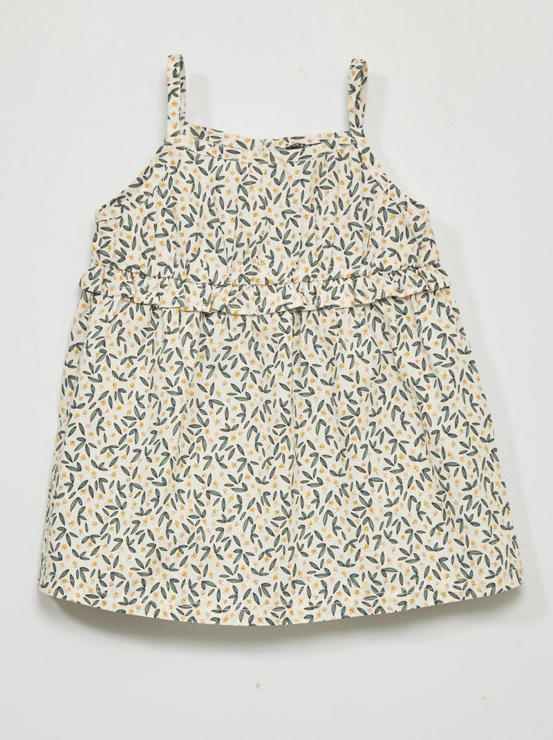 Vestido em voile de algodão BRANCO - Kiabi