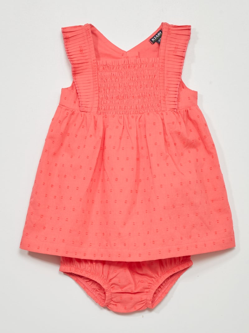 Vestido em voile de algodão + cuecas  - 2 peças ROSA - Kiabi