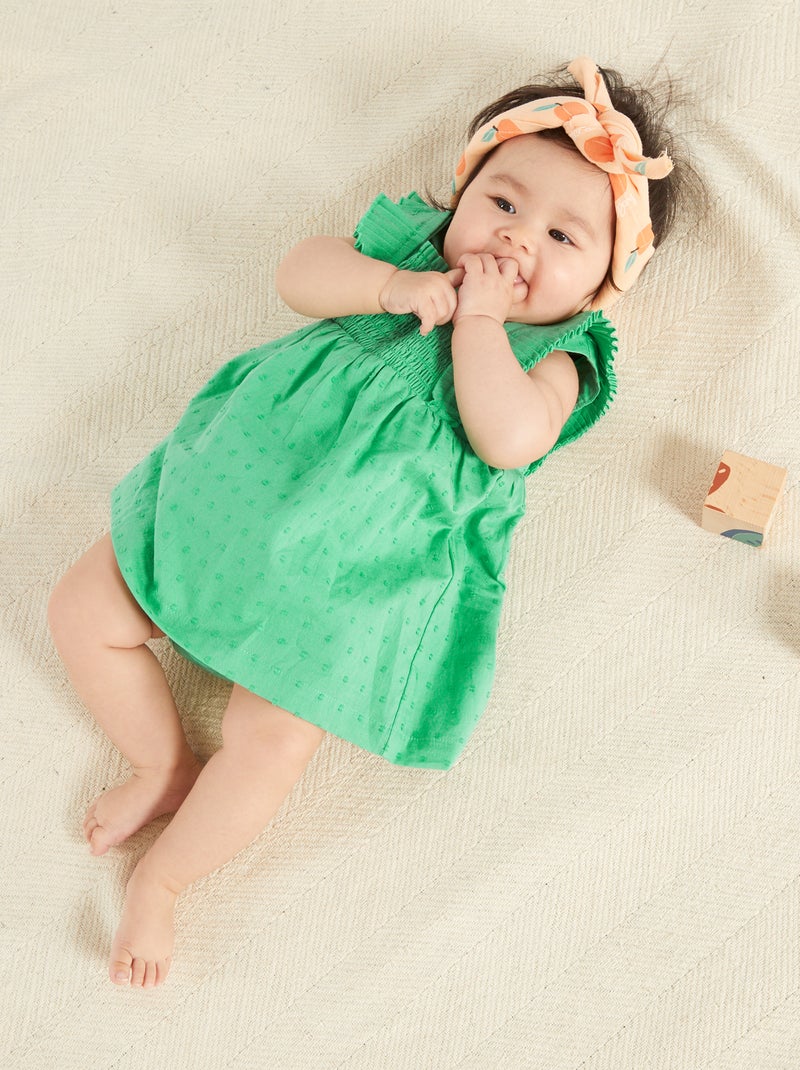 Vestido em voile de algodão + cuecas  - 2 peças VERDE - Kiabi