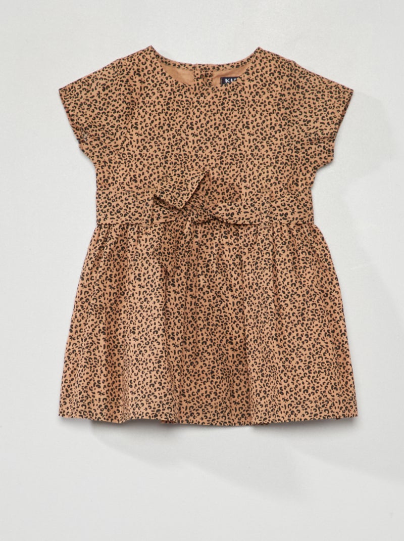 Vestido em voile de algodão Leopardo - Kiabi