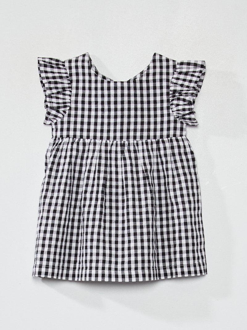 Vestido em voile de algodão PRETO - Kiabi