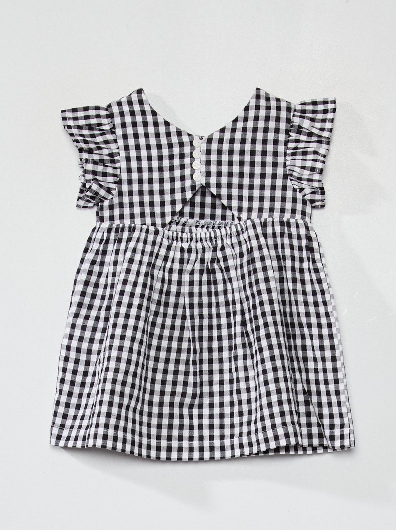 Vestido em voile de algodão PRETO - Kiabi