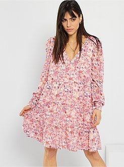 Vestido em voile estampado - Kiabi