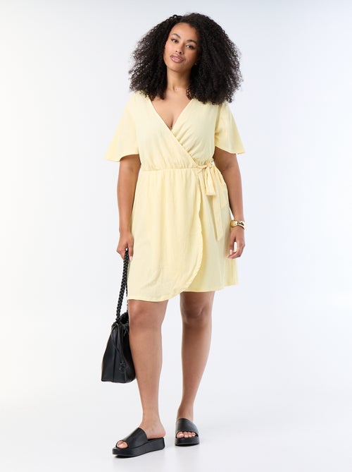 Vestido envelope em malha gofrada - Kiabi