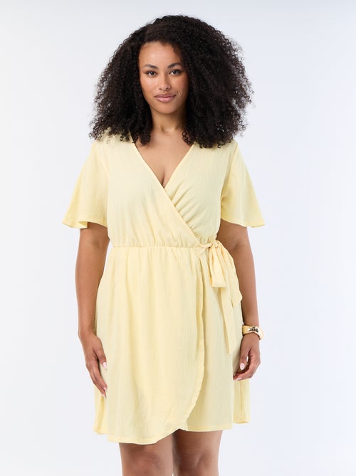 Vestido envelope em malha gofrada - Kiabi