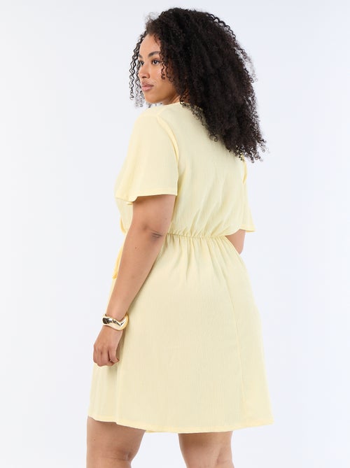Vestido envelope em malha gofrada - Kiabi