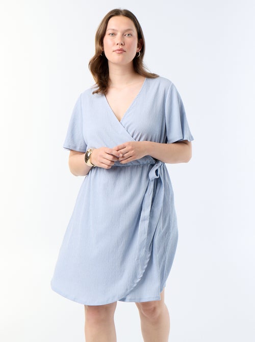Vestido envelope em malha gofrada - Kiabi