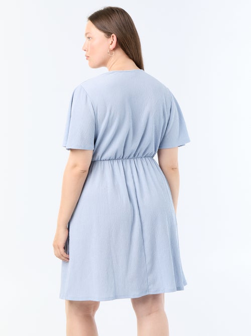 Vestido envelope em malha gofrada - Kiabi