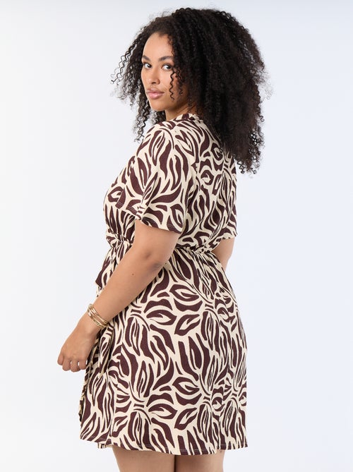 Vestido envelope em malha gofrada - Kiabi