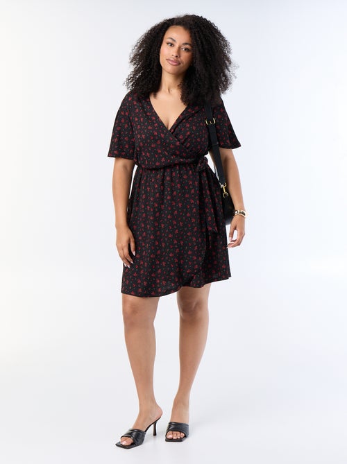 Vestido envelope em malha gofrada - Kiabi