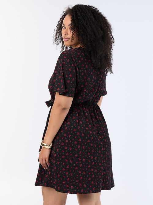 Vestido envelope em malha gofrada - Kiabi