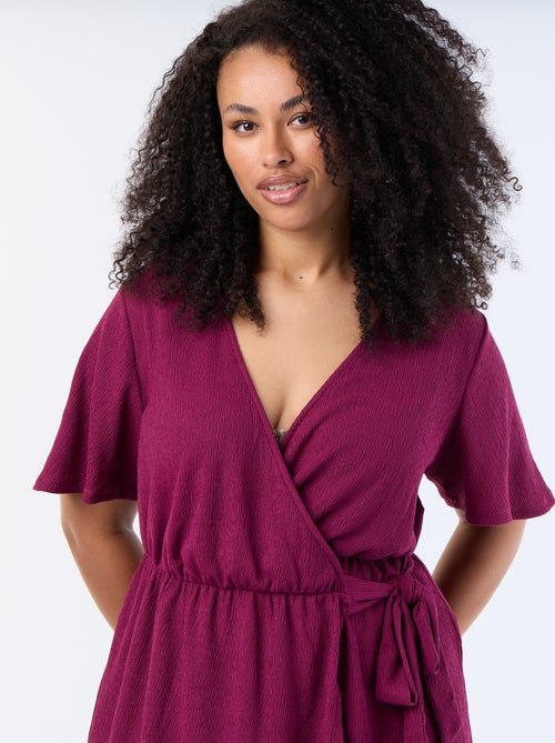 Vestido envelope em malha gofrada - Kiabi