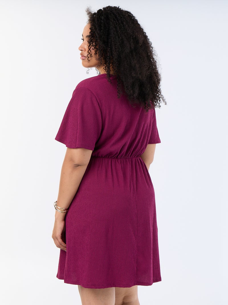 Vestido envelope em malha gofrada Violeta - Kiabi