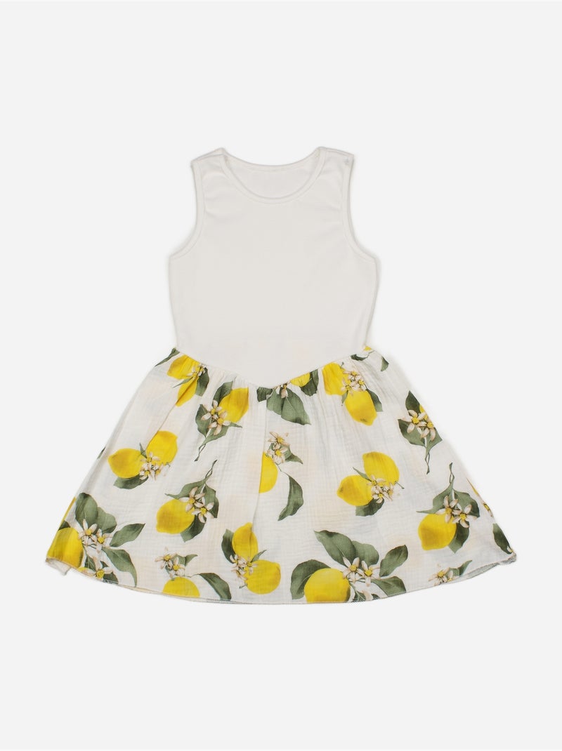 Vestido estampado - Kids Star Amarelo - Kiabi