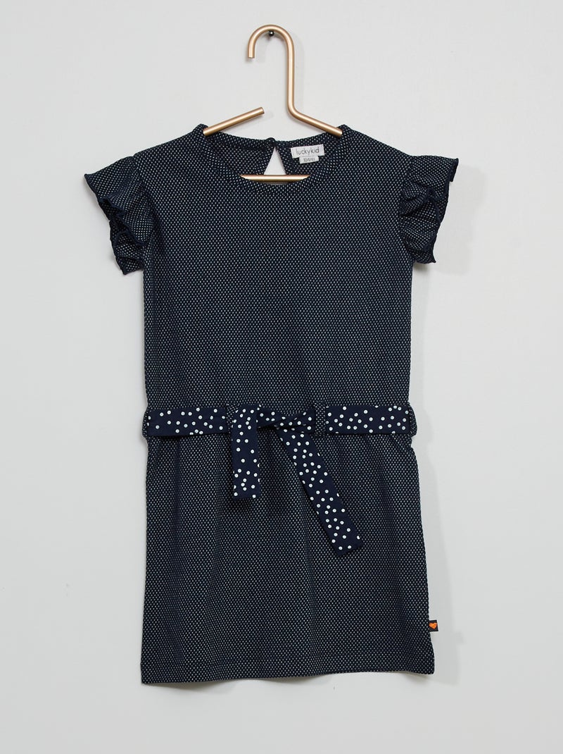 Vestido estampado 'às bolinhas' Marinho/ Branco - Kiabi