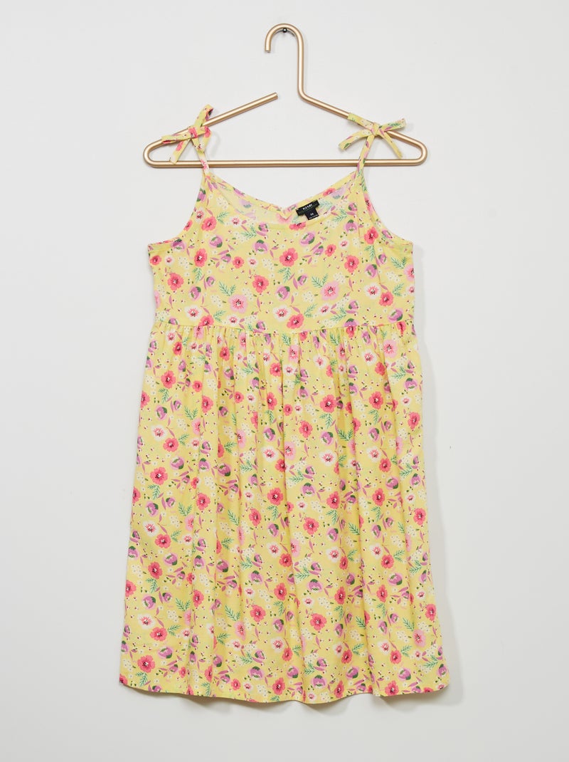 Vestido estampado com alças finas AMARELO - Kiabi