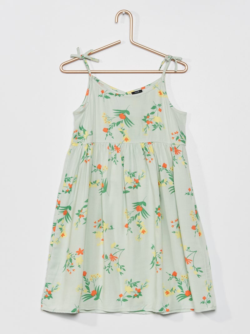 Vestido estampado com alças finas AZUL - Kiabi