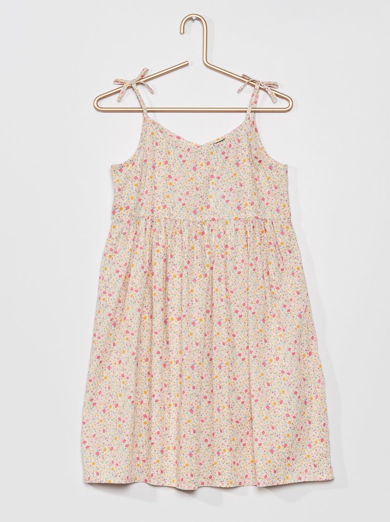 Vestido estampado com alças finas BRANCO - Kiabi