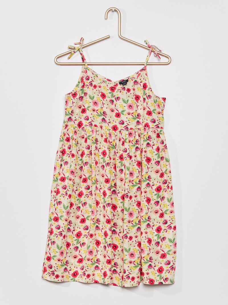 Vestido estampado com alças finas BRANCO - Kiabi