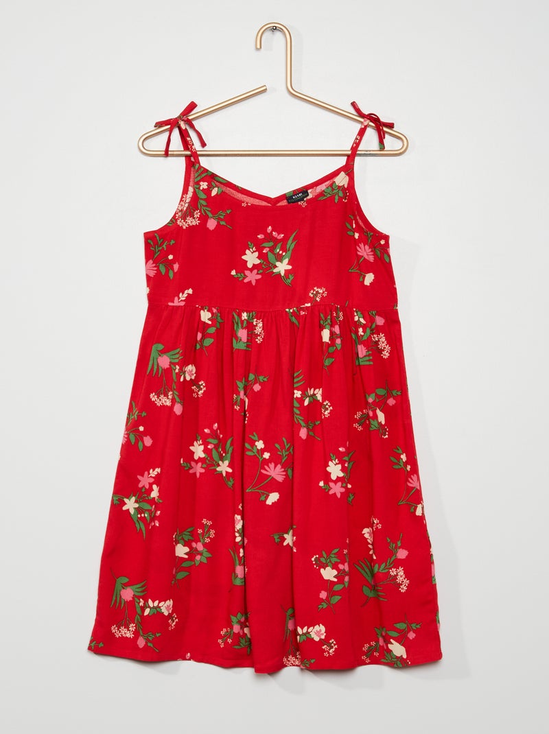 Vestido estampado com alças finas VERMELHO - Kiabi