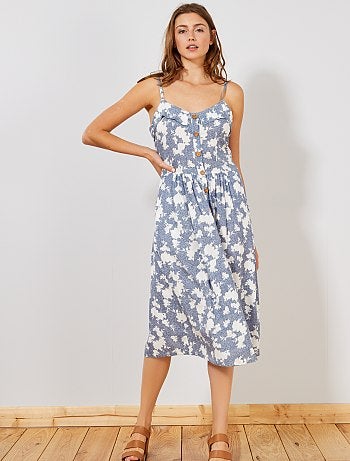 Vestido estampado com botões - Kiabi