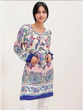 Vestido estampado com cinto bdart