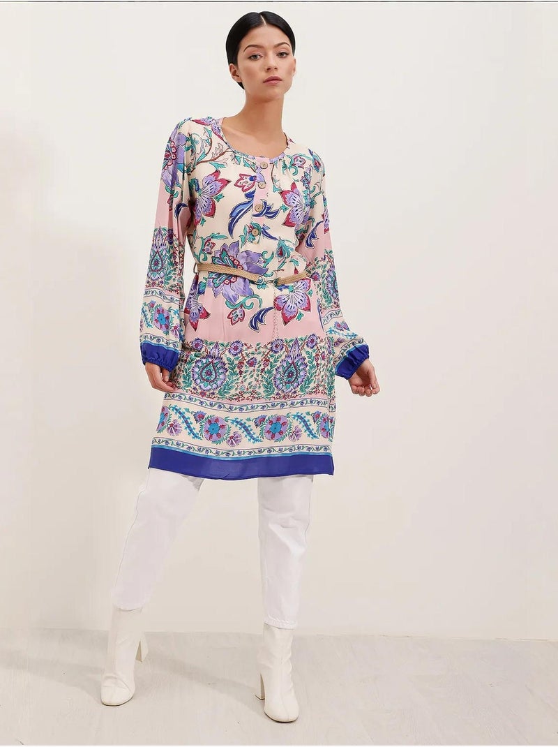 Vestido estampado com cinto bdart Rosa - Kiabi