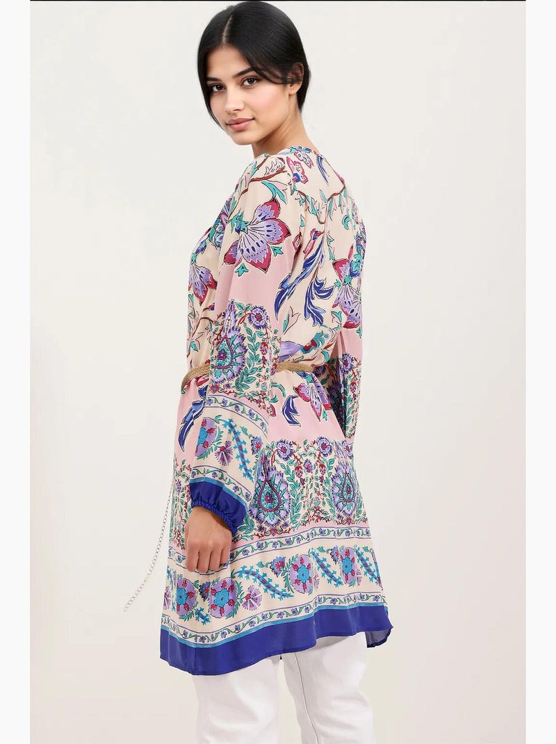 Vestido estampado com cinto bdart Rosa - Kiabi
