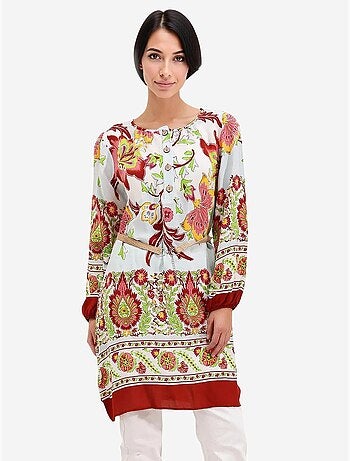 Vestido estampado com cinto bdart