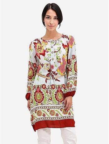 Vestido estampado com cinto bdart