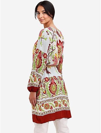 Vestido estampado com cinto bdart