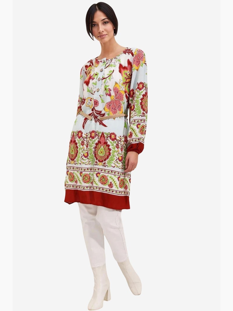 Vestido estampado com cinto bdart Vermelho bordô - Kiabi