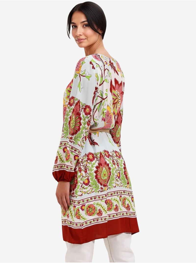 Vestido estampado com cinto bdart Vermelho bordô - Kiabi