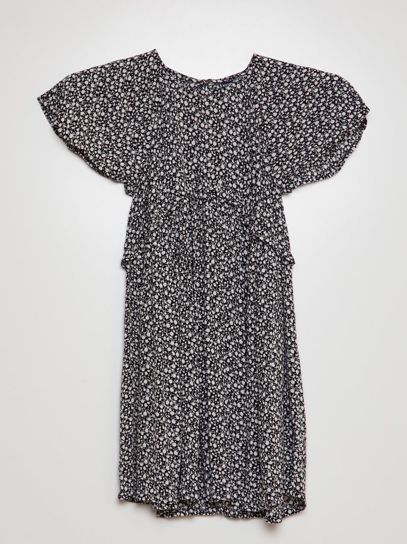 Vestido estampado com folho PRETO - Kiabi