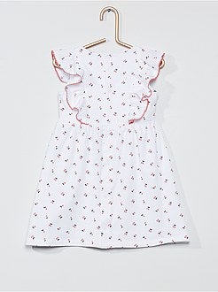 Vestido estampado com folhos - Kiabi