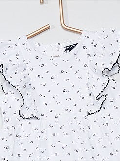 Vestido estampado com folhos - Kiabi