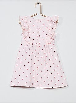 Vestido estampado com folhos - Kiabi