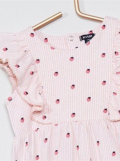 Vestido estampado com folhos - Kiabi