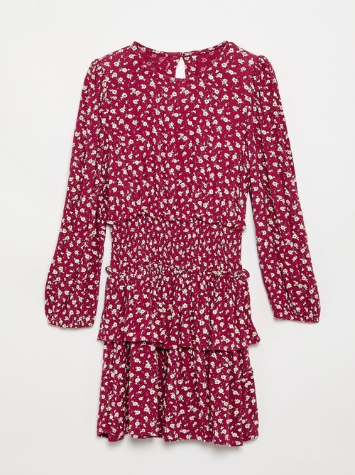 Vestido estampado com folhos - Kiabi Vestido estampado com folhos - Kiabi