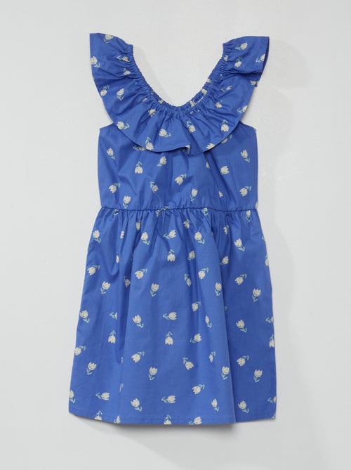 Vestido estampado com gola bardot - Kiabi
