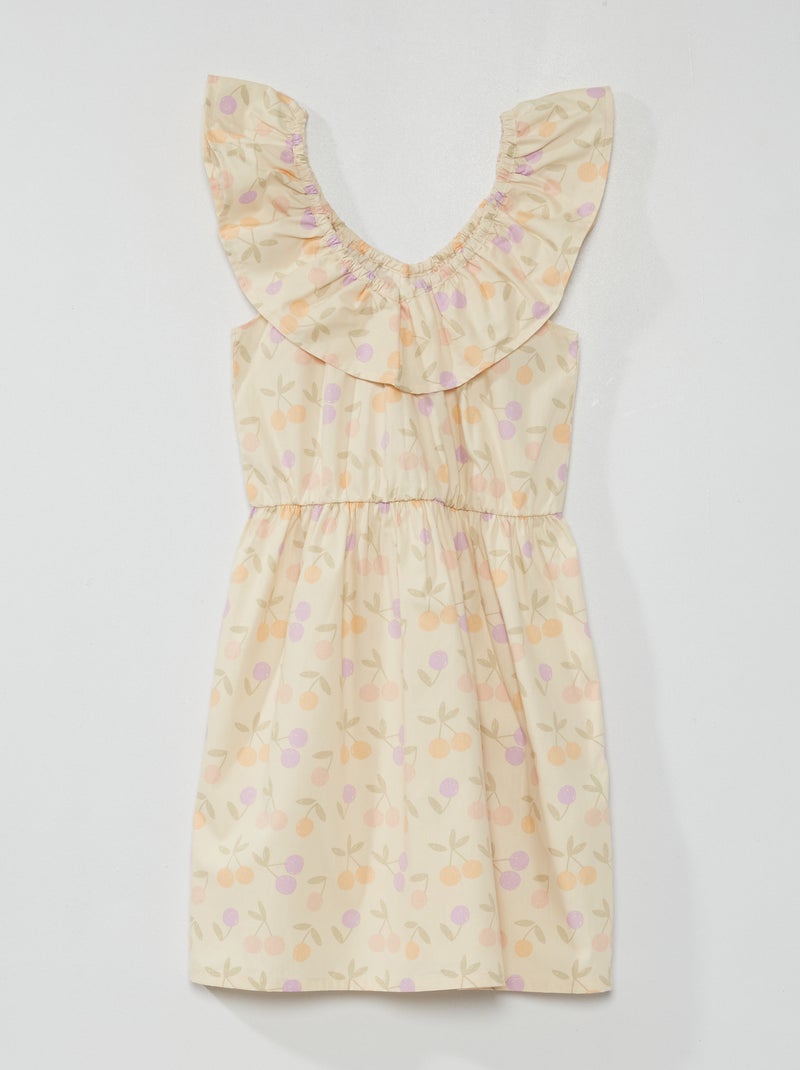 Vestido estampado com gola bardot BRANCO - Kiabi