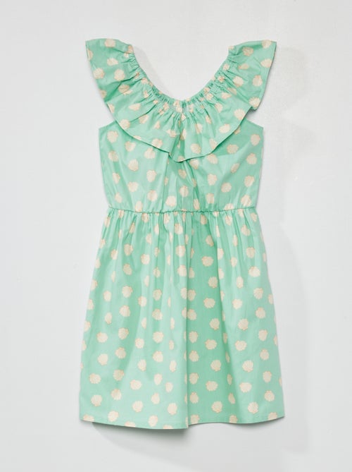 Vestido estampado com gola bardot - Kiabi