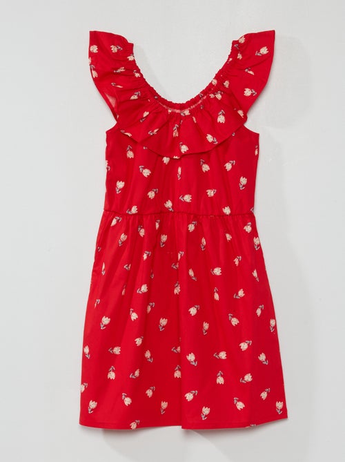 Vestido estampado com gola bardot - Kiabi