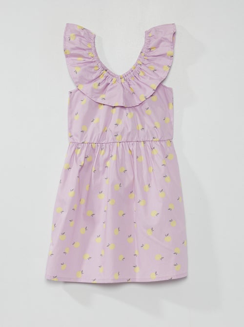Vestido estampado com gola bardot - Kiabi