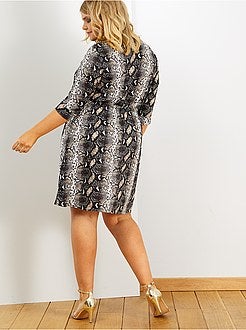 Vestido estampado cruzado à frente - Kiabi